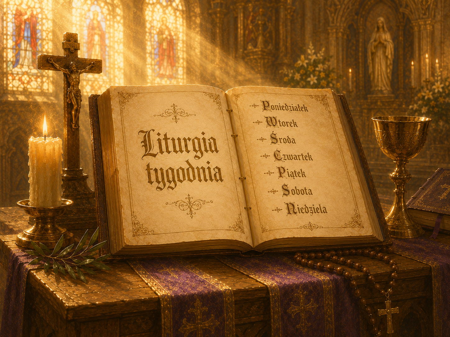 Otwarte księgi liturgiczne na ołtarzu